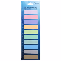 200 Marque-pages plastifiés repositionnables 10 mini blocs de 20 feuillets adhésifs couleurs pastels transparentes 45x12 cm