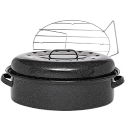 Warmcook - cocotte ovale en acier carbon 46x31cm + grille - 0509+2005