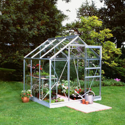 Serre de jardin 3,8m² aluminium et verre horticole + embase Halls so0170 + so1693