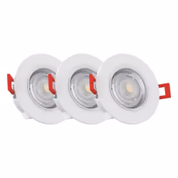 Description générale Pack de 3 spots LED intégrés modernes avec 2 anneaux interchangeables (finition métal ou blanche). Ces s ...