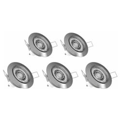 Xanlite - Lot de 5 Spots Encastrés Metal brossé - orientable - Ampoule led GU10 incluses - cons. 5W (eq. 50W) - 345 lumens - Blanc chaud