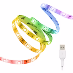Kit de ruban LED complet comprenant : 4 rubans LED de 50cm dont 1 USB, 3 rallonges, 7 mini connecteurs & 1 télécommande de co ...