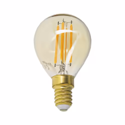 Description générale Ampoule LED vintage P45 au verre ambré avec culot à vis E14, conçue pour une installation aisée et rapid ...