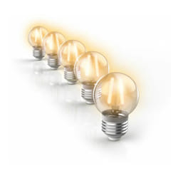 Lot de 5 Ampoules led 'Vintage', Culot E27, Blanc Chaud, Spécial Extérieur (IP45)