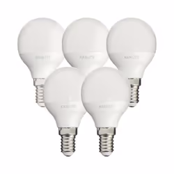 Lot de 5 ampoules LED en forme de globe (P45). Ces ampoules possèdent un angle d’éclairage de 220° couvrant vous offrant une  ...