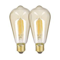 Pack de 2 Ampoules à filament led Vintage ST64, Ambrées, culot E27, 806 Lumens, Blanc chaud - PACK2RFDE800STA - Xanlite