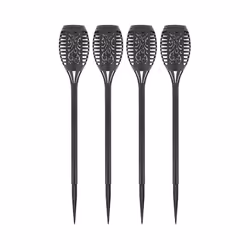 Lot de 4 mini-piquets LED solaires effet Flamme, finition plastique noir Fixation simple & rapide en extérieur Température de ...