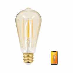 Description générale Ampoule LED connectée de type Filament E27 ST64, offrant une consommation de 4,9W pour une équivalence d ...