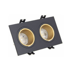 Xanlite - Spot 2 têtes GU10 50W 2700K Carré orientable Noir et or IP20