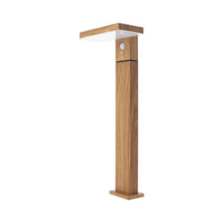 Xanlite - Borne Solaire 50cm IP44 400 Lumens - Détecteur de mouvements - 3 modes d'éclairage - Effet bois