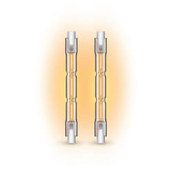 Lot de 2 ampoules halogènes culot R7S, 78mm, 2216 Lumens, 2900 Kelvins, Blanc chaud Dimmable - PACK2HR7S78118W - Xanlite