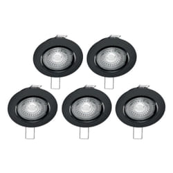 Xanlite - Lot de 5 spots noirs encastrables led avec ampoules incluses, culot GU10, 345 Lumens, équivalence 50 w, 2700K, Blanc chaud