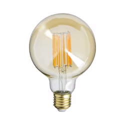 Ampoule filament LED déco verre ambré Forme G95, culot E27, Puissance 1521 lumens Température de couleur de 1800k d’aspect bl ...