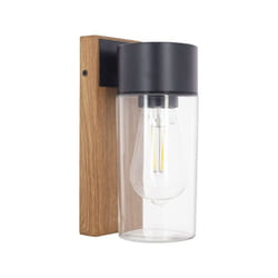 Xanlite - Applique murale filaire noire et bois IP44, culot E27, 40W max