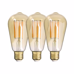 Lot de 2+1 Ampoules à filament LED ST64, culot E27, 340 lumens, conso. 4W éq. 32W, Blanc chaud Éclairez votre espace avec élé ...