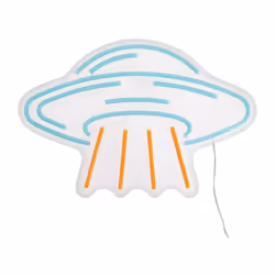 Applique murale néon Soucoupe Volante - Éclairage LED filaire USB, Bleu et Orange Ajoutez une touche rétro-futuriste et origi ...