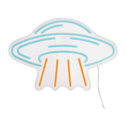 Xanlite - Applique murale néon soucoupe volante, usb filaire, Bleu et orange - ufoneon