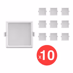 Xanlite - Lot x10 Downlights LED carrés - 6W - Blanc neutre - 800 lumens - 112mm x 112mm x 34mm - Super slims - WPACK10DOP400 ...