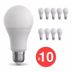 Xanlite - Lot x10 Ampoules LED dimmable, A70, culot E27, conso 15W (100W eq.), Blanc chaud (2700K) - WPACK10EE1521GD