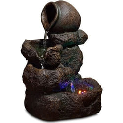 Fontaine dintérieur nature Nivello - ZEN - Décor de rivière naturelle - Pompe silencieuse - Marron