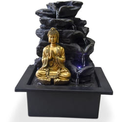 ZEN Fontaine dintérieur avec statuette Bouddha Shira - Noir