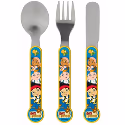 Set de couverts Jack et les Pirates Manche PVC Non toxique Passe au lave-vaisselle Hauteur 15 cm