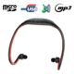 Casque MP3 Sport Sans Fil Lecteur Audio Micro SD Running Vélo Wma Wav Noir Rouge YONIS