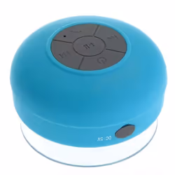 Enceinte Portable Bluetooth Ronde Kit Main Libre Ventouse Waterproof Douche Bleu YONIS