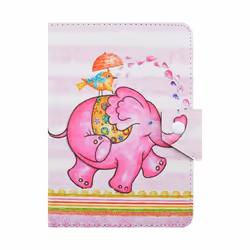 Housse de Protection Tablette 7 Pouces Support Horizontal Motif Éléphant Rose YONIS