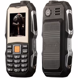 Téléphone antichoc waterproof double SIM portable chantier lampe LED radio Noir