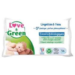 Love & Green Lingettes à l'Eau 56 Lingettes