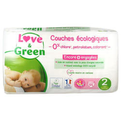Love & Green Couches Hypoallergéniques 44 Couches Taille 2 (3-6 kg)