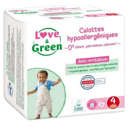 Love & Green Culottes Hypoallergéniques 32 Culottes Taille 4 (8-15 kg)