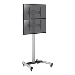 SUPPORTS PRO MODULAR SOL - KIMEX - Support sur roulettes pour 2 écrans TV  40-65 - Hauteur 240cm - 031-1201K2 - Gris et noir