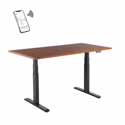 BUREAUX COMPLETS - KIMEX - Bureau motorisé assis-debout 180x75cm Plateau noyer/Pied noir Connecté - 150-2518K3W -