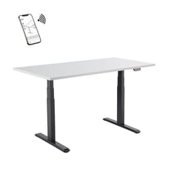 BUREAUX COMPLETS - KIMEX - Bureau motorisé assis-debout 120x75cm Plateau blanc/Pied noir Connecté - 150-2512K2W -