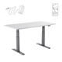 BUREAUX COMPLETS - KIMEX - Bureau motorisé assis-debout 180x75cm Plateau blanc/Pied gris Connecté - 150-2418K2W -