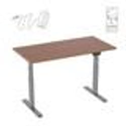 BUREAUX COMPLETS - KIMEX - Bureau motorisé assis-debout 150x75cm Plateau noyer/Pied gris Connecté - 150-2415K3W -