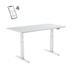 BUREAUX COMPLETS - KIMEX - Bureau motorisé assis-debout 150x75cm Plateau blanc/Pied blanc Connecté - 150-2315K2W -