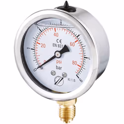 Pourquoi choisir le Manomètre inox à bain glycérine Radial 0 + 1 bar 1/4" - Ø63 ? Le manomètre inox à bain glycérine Radial 0 ...