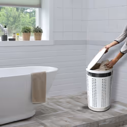 MSV 3700703901136 panier à linge 46 L Rond Acier inoxydable, Acier Blanc