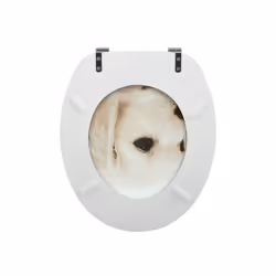 MSV 142240 siège de toilette Abattant rigide Panneaux MDF, Acier inoxydable Beige, Blanc