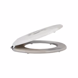MSV 142240 siège de toilette Abattant rigide Panneaux MDF, Acier inoxydable Beige, Blanc