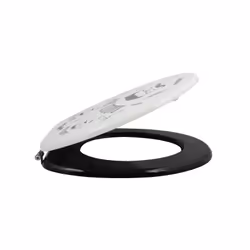 MSV 142241 siège de toilette Abattant rigide Panneaux MDF, Acier inoxydable Noir, Gris, Blanc