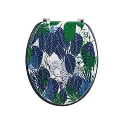 MSV - Abattant wc mdf rain forest Bleu & Vert - Charnières Inox
