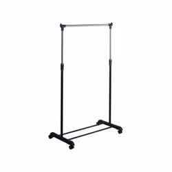 Portant à  vêtements à  roulettes en Inox 101-170cm Noir - Hauteur ajustable MSV