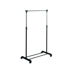 Portant à  vêtements à  roulettes en Inox 101-170cm Noir - Hauteur ajustable MSV