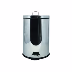 MSV POUBELLE À PÉDALE, 20 L, Rond, Acier inoxydable, Acier inoxydable, Pédale, Acier inoxydable