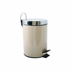 MSV POUBELLE À PÉDALE, 3 L, Rond, Acier inoxydable, Beige, Acier inoxydable, Pédale, Acier inoxydable