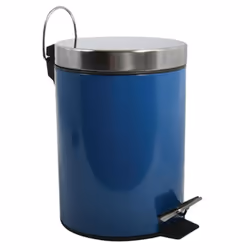 MSV POUBELLE À PÉDALE, 3 L, Rond, Acier inoxydable, Bleu, Acier inoxydable, Pédale, Acier inoxydable